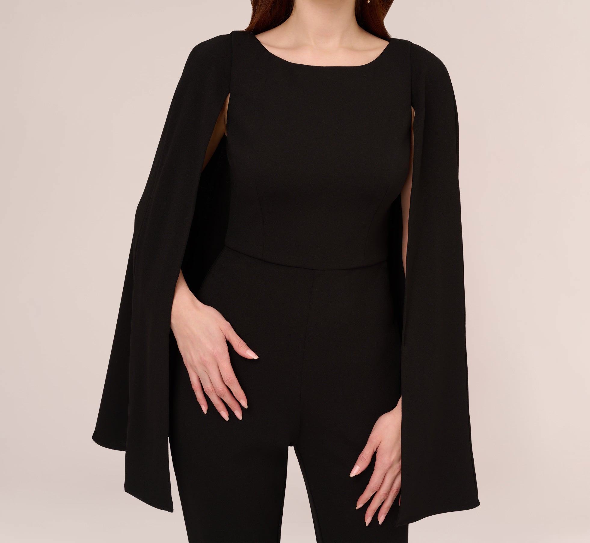 Crepe Jumpsuit With Cape In Black Adrianna Papell