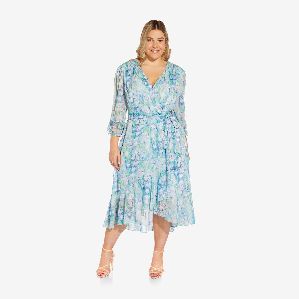 30 CP-B {All Dolled Up} Blue Ditsy Floral Chiffon Tunic PLUS SIZE