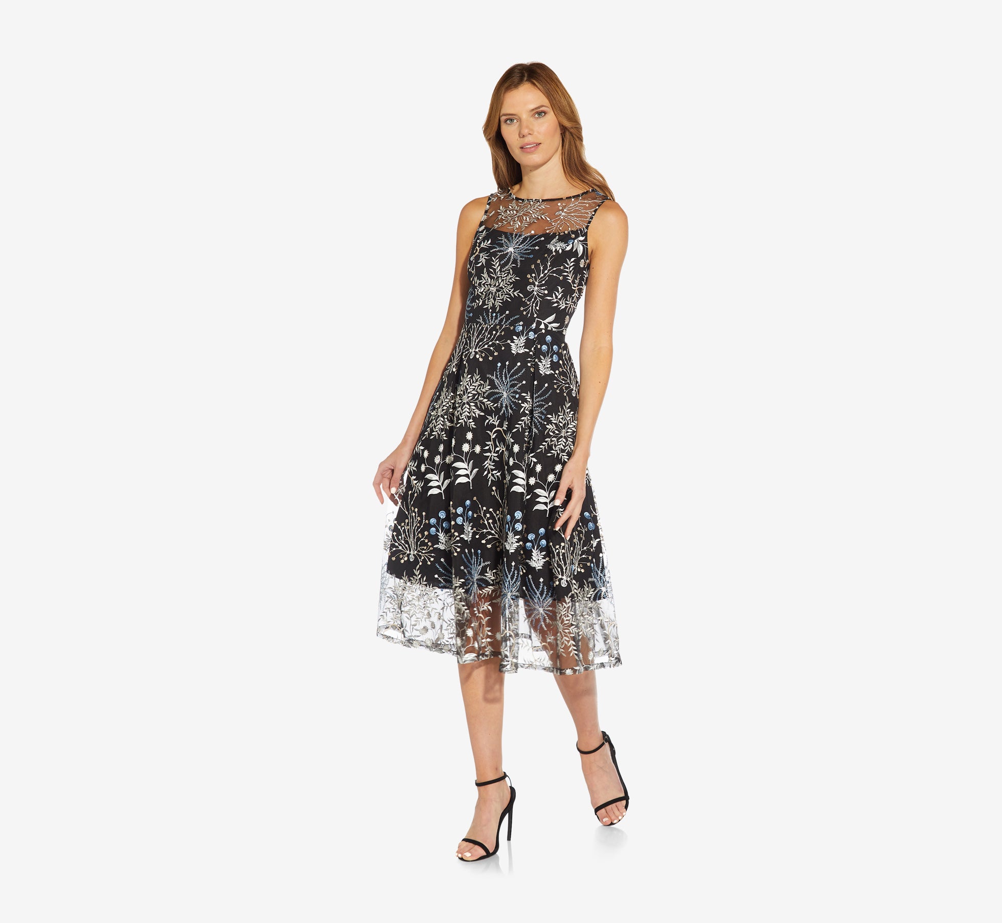 Adrianna papell clearance embroidered sleeveless gown