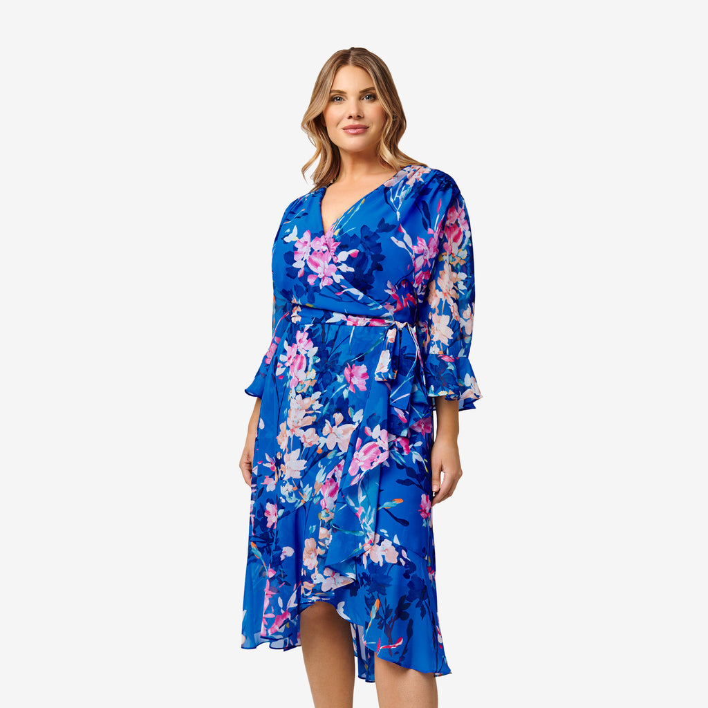 19 PLS-A {Wrap It Up} Multi-Color Floral Dress w/Pockets PLUS SIZE 1X 2X 3X