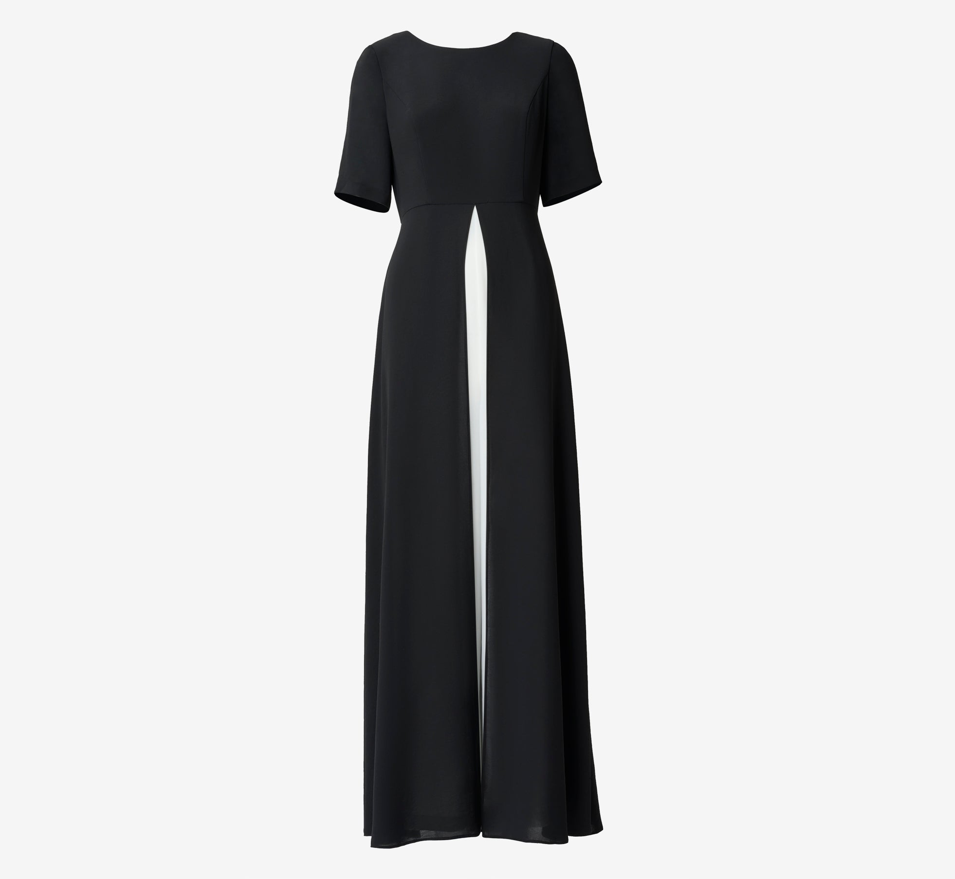 Colorblock Gauzy Crepe Jumpsuit With Skirt Overlay In Black Ivory