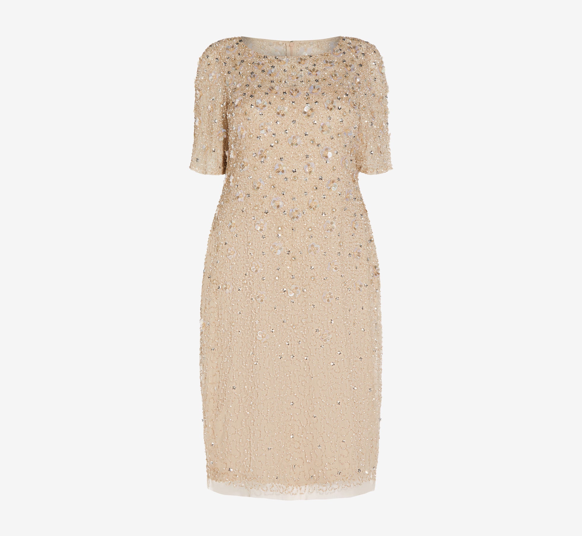 Plus Size Beaded Cocktail Dress In Biscotti Adrianna Papell