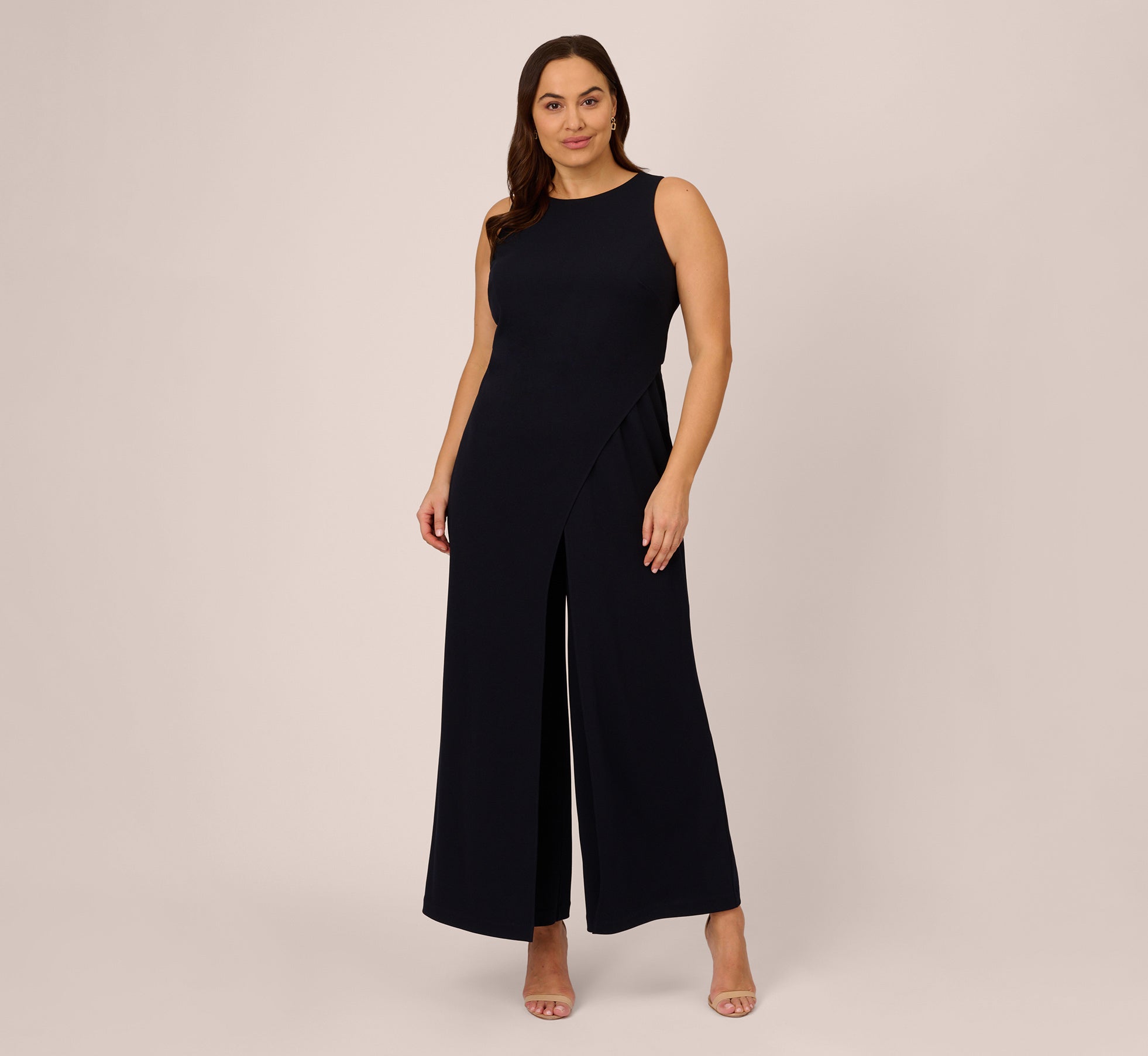 Plus Size Sleeveless Asymmetrical Jumpsuit In Midnight Adrianna