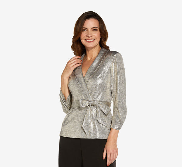 Metallic Jersey Jacket In Light Gold Adrianna Papell