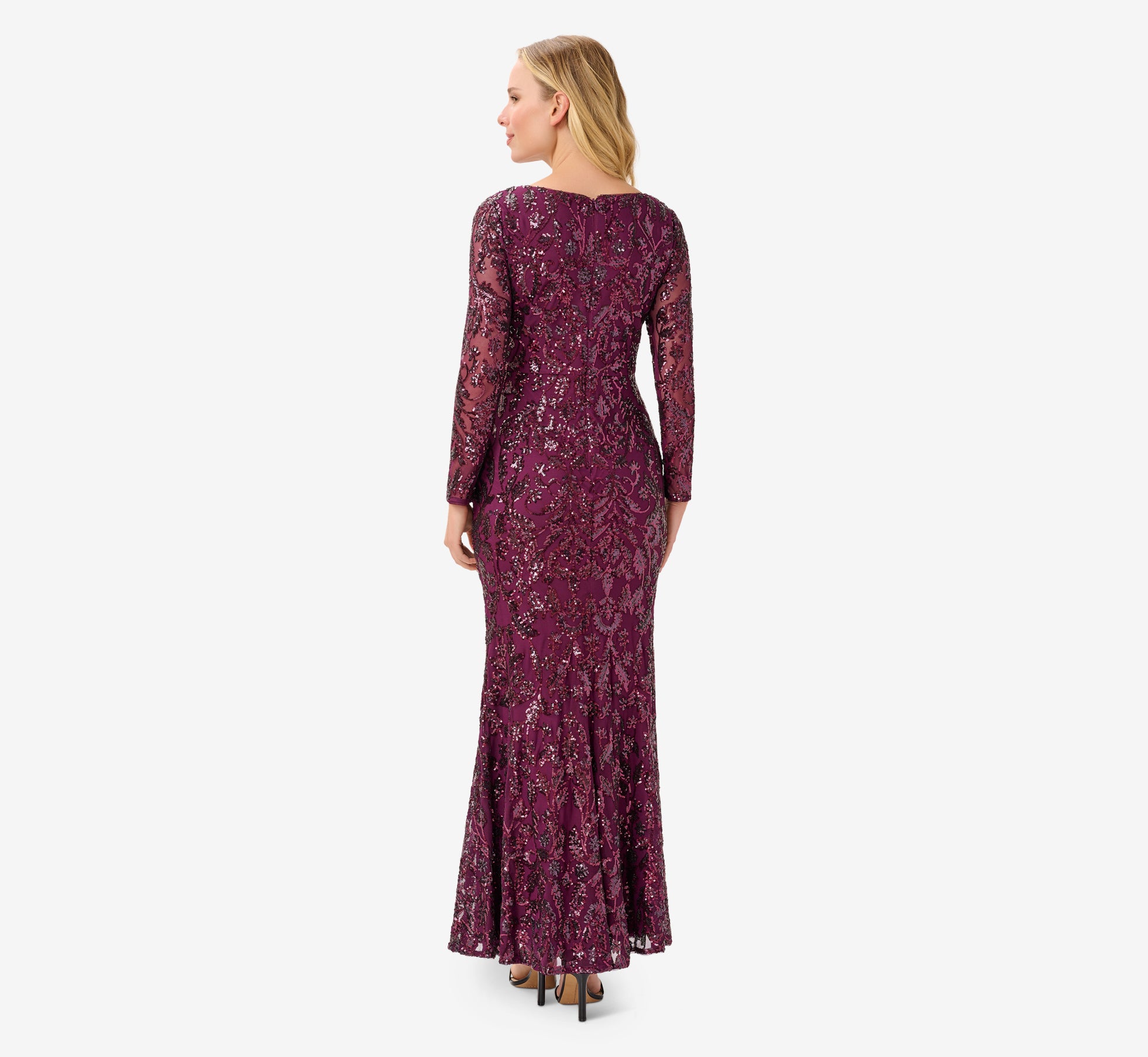 Stretch Sequin Gown In Cassis Adrianna Papell