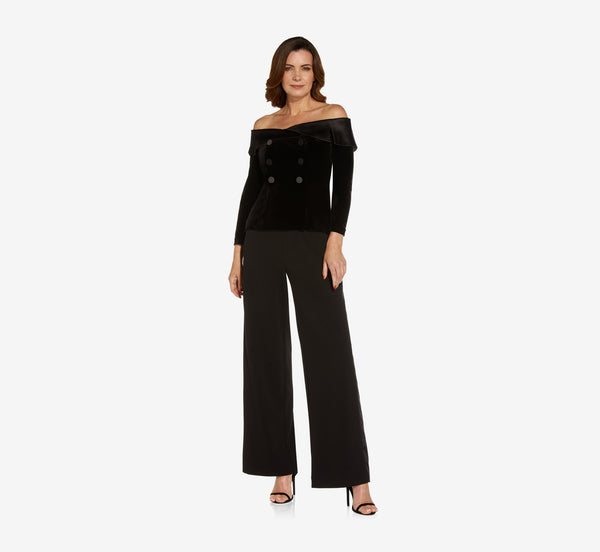 Velvet Satin Tuxedo Top In Black | Adrianna Papell