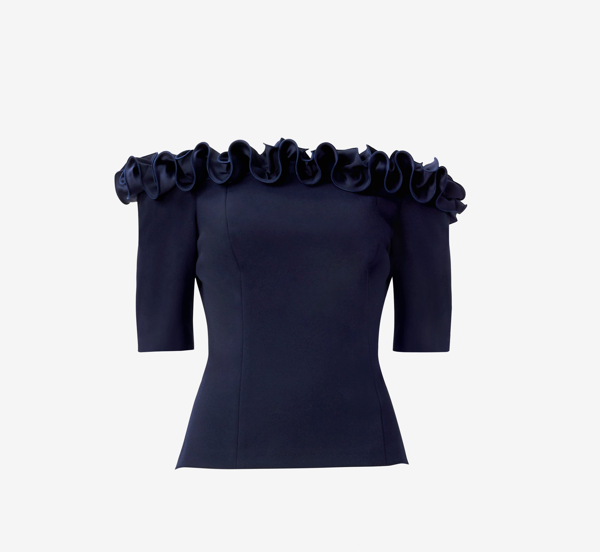 Crepe Satin Rosette Off The Shoulder Top In Midnight Adrianna Papell