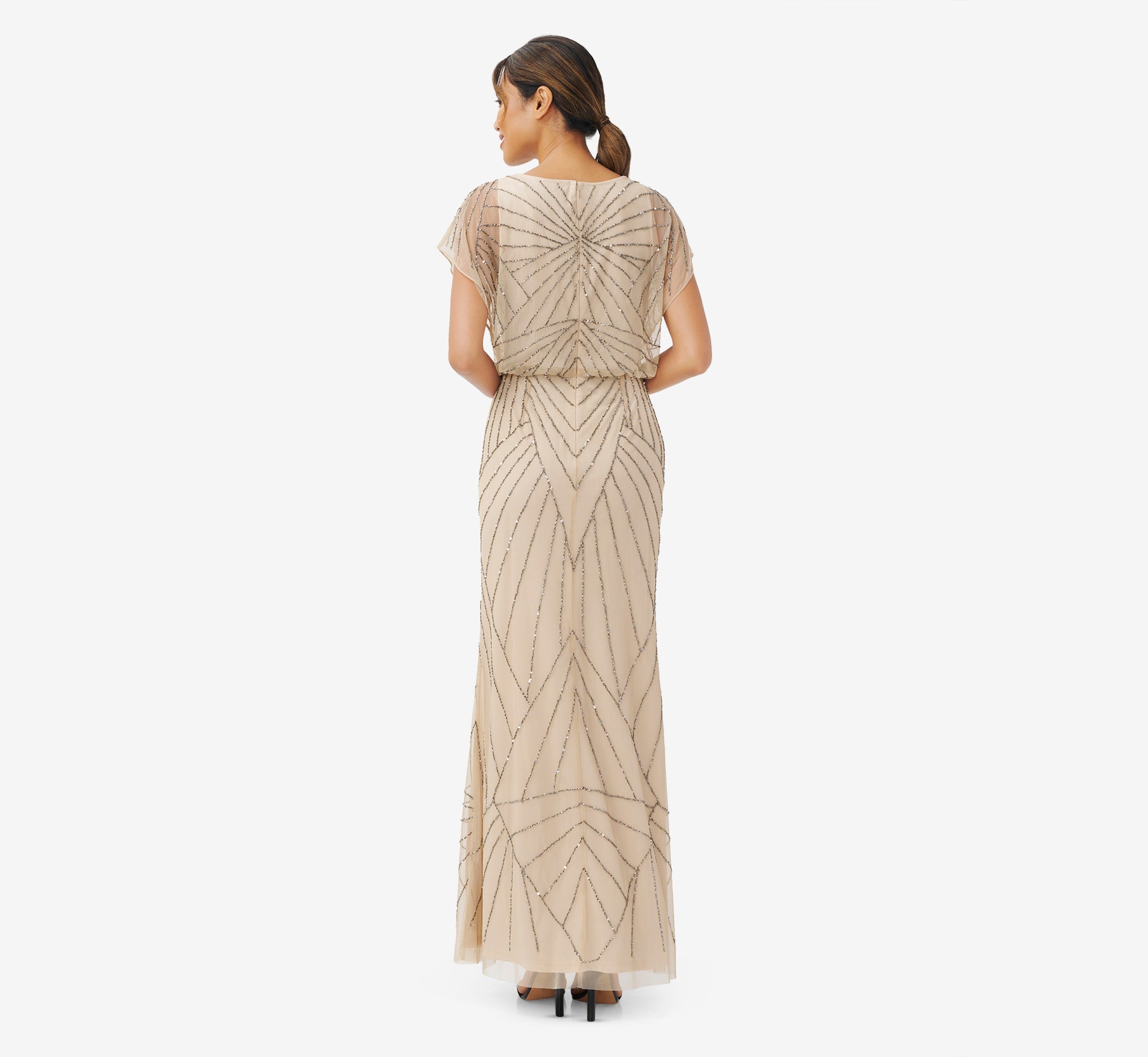 Short sleeve beaded on sale blouson gown adrianna papell