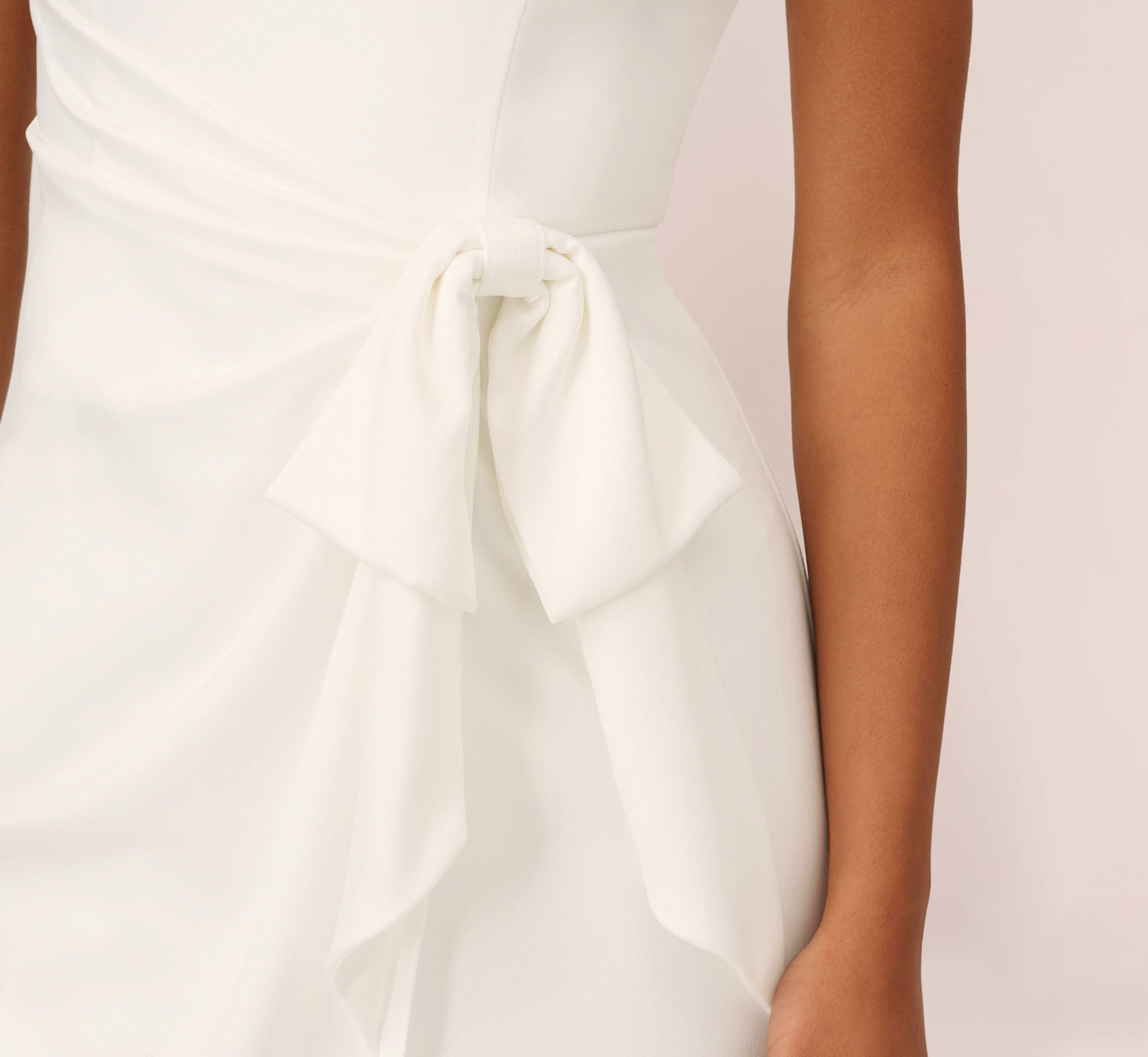 Satin Crepe Mermaid Gown With Tie Waist In Ivory | Adrianna Papell