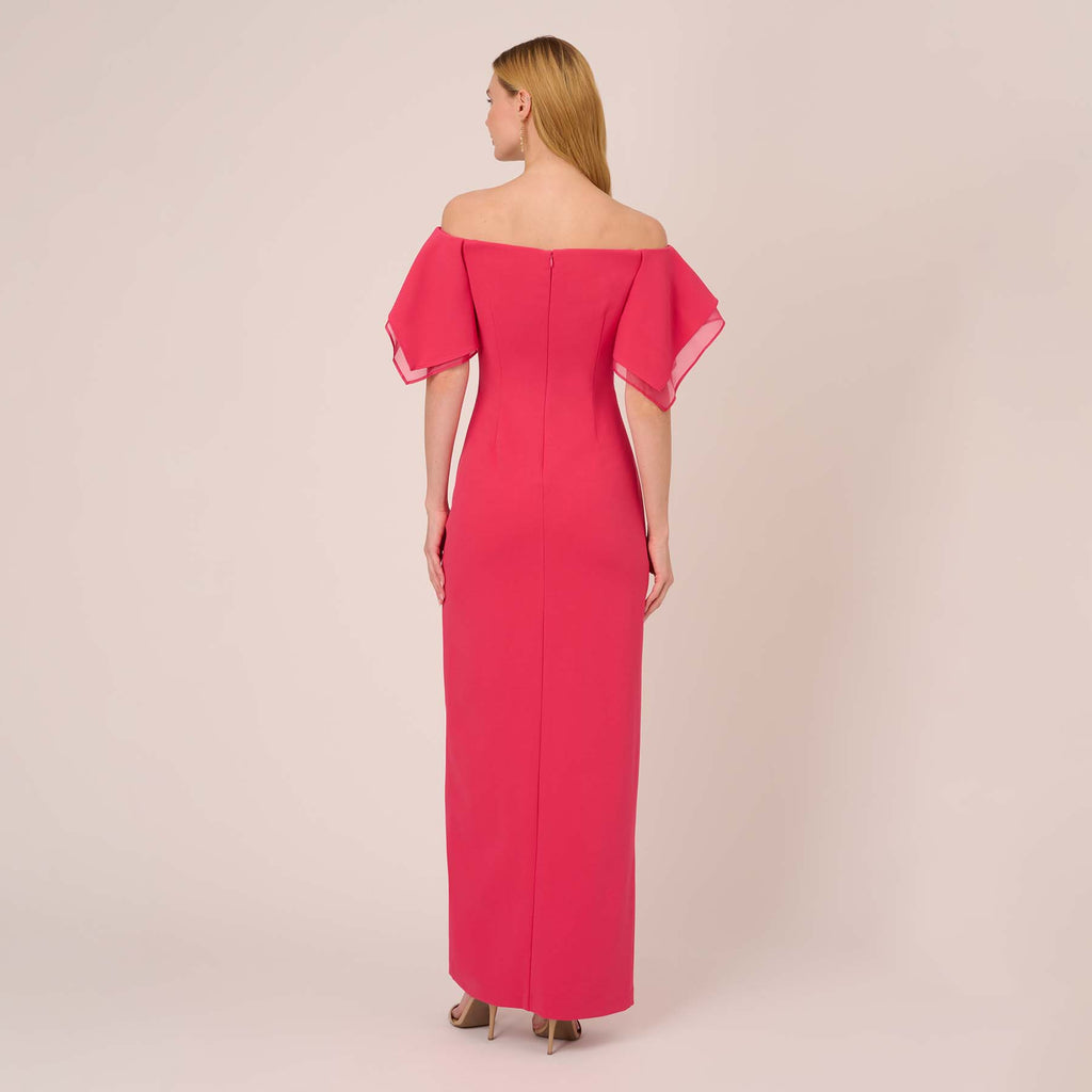Lotus Pink Organza Maxi Dress, Floral Elegance