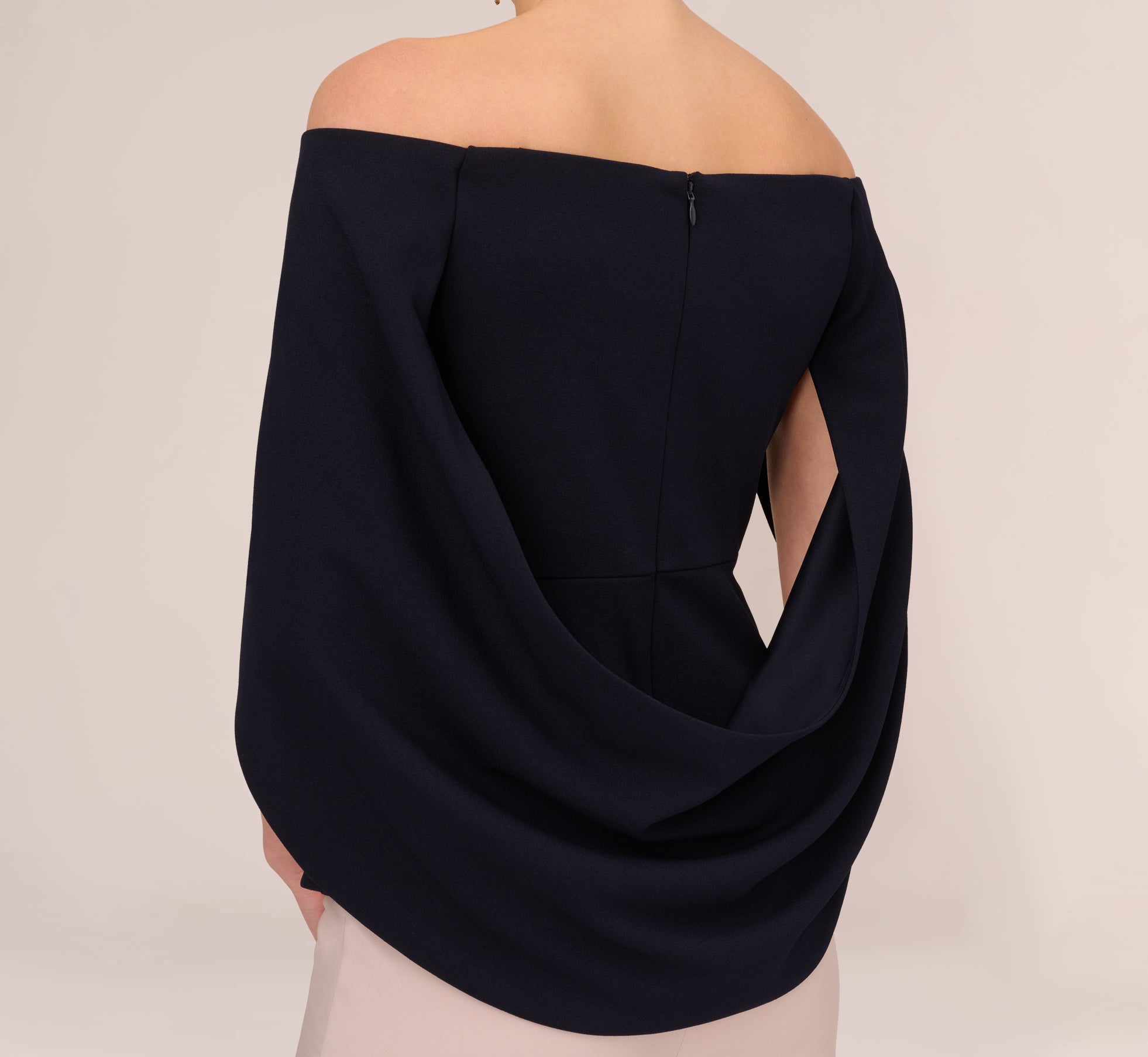 Off The Shoulder Top With Cape Back In Midnight | Adrianna Papell