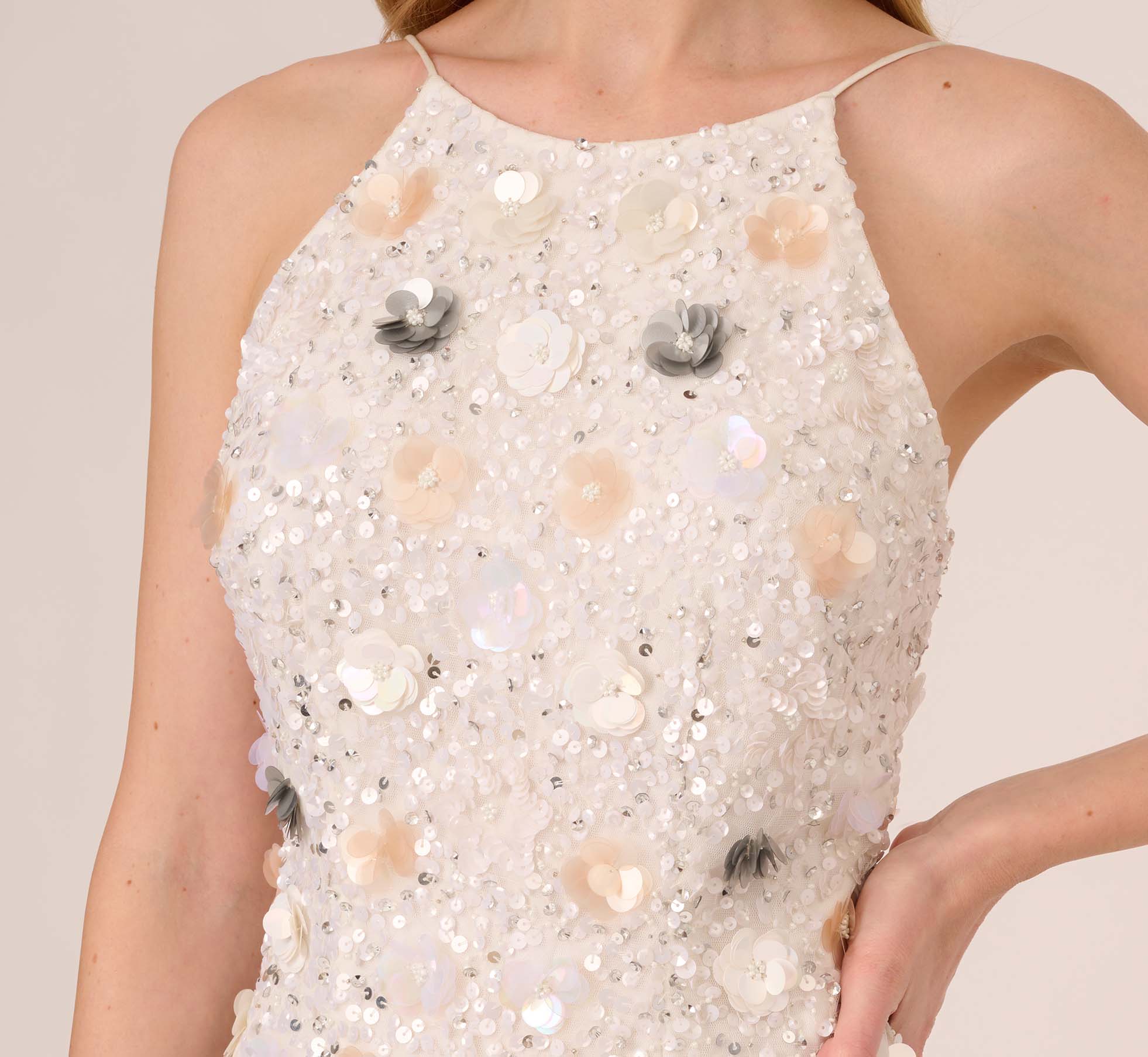 Adrianna papell embellished hot sale halter sheath dress