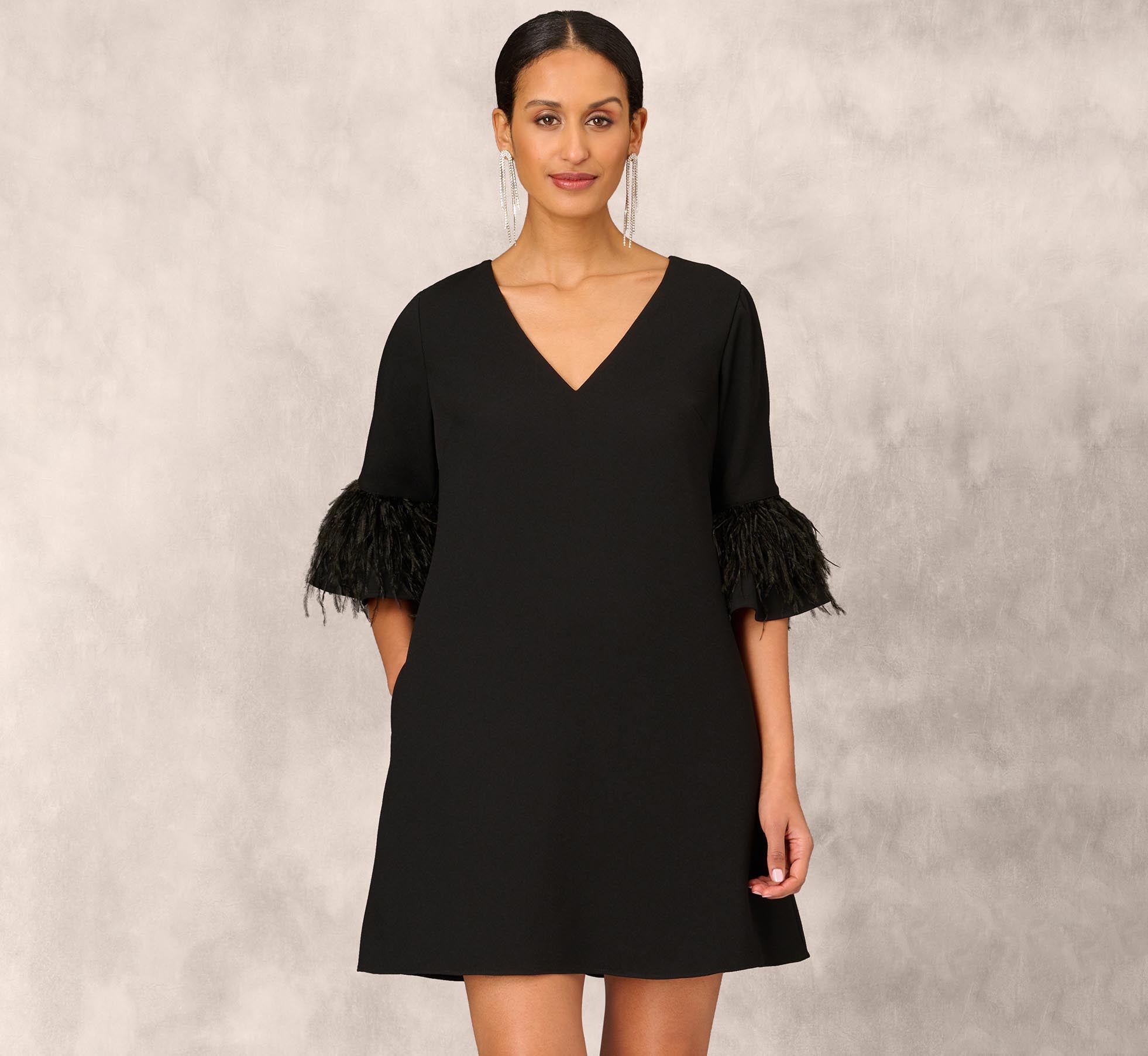 Short Trapeze Dress In Black Adrianna Papell