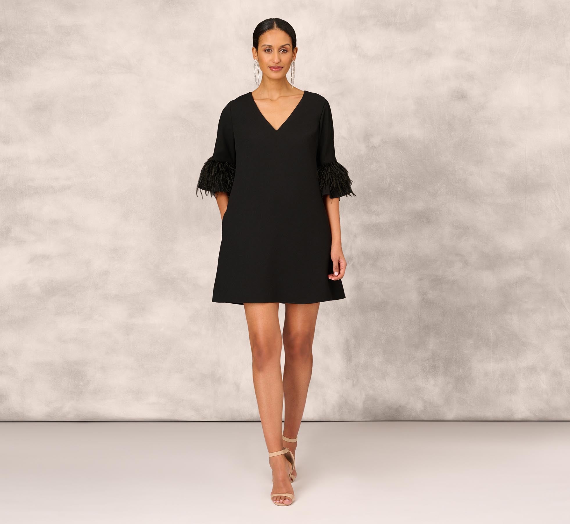 Short Trapeze Dress In Black Adrianna Papell