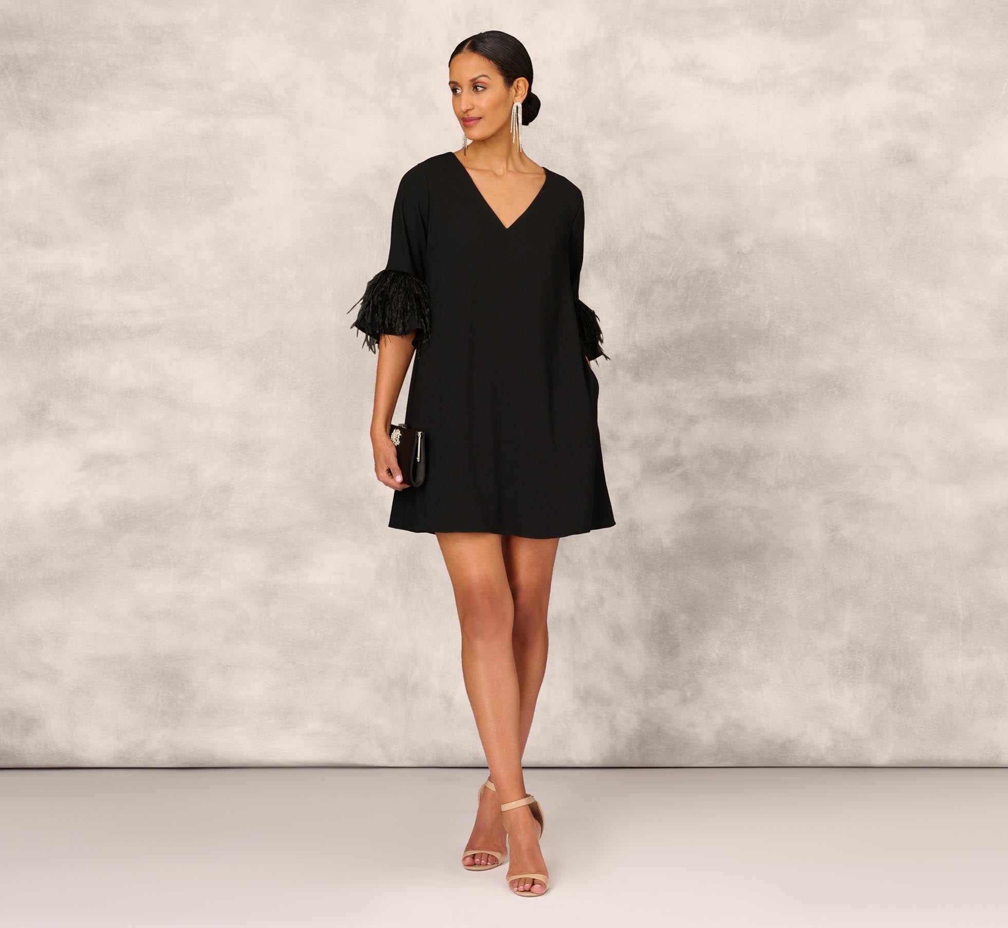 Short Trapeze Dress In Black Adrianna Papell