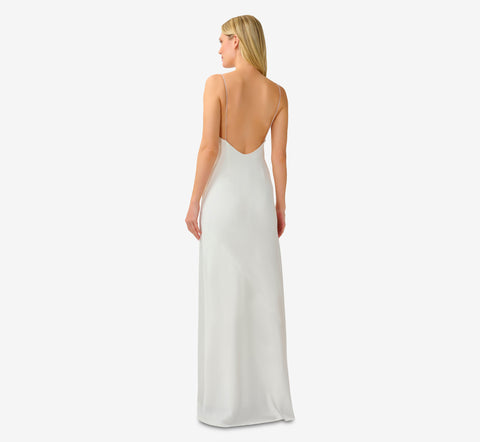 Satin Cowl Slip Gown In Ivory