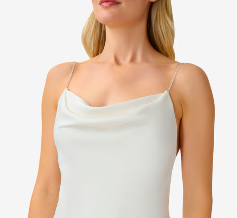 Satin Cowl Slip Gown In Ivory