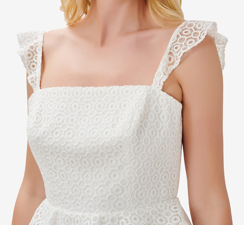 Lace Fit-And-Flare Short Cocktail Dress In Ivory