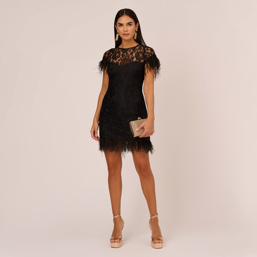 Black ostrich feather fringe - Lace To Love