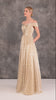 Off The Shoulder Metallic Foiled Metallic Pleated Mesh Long A-Line Ball Gown In Gold